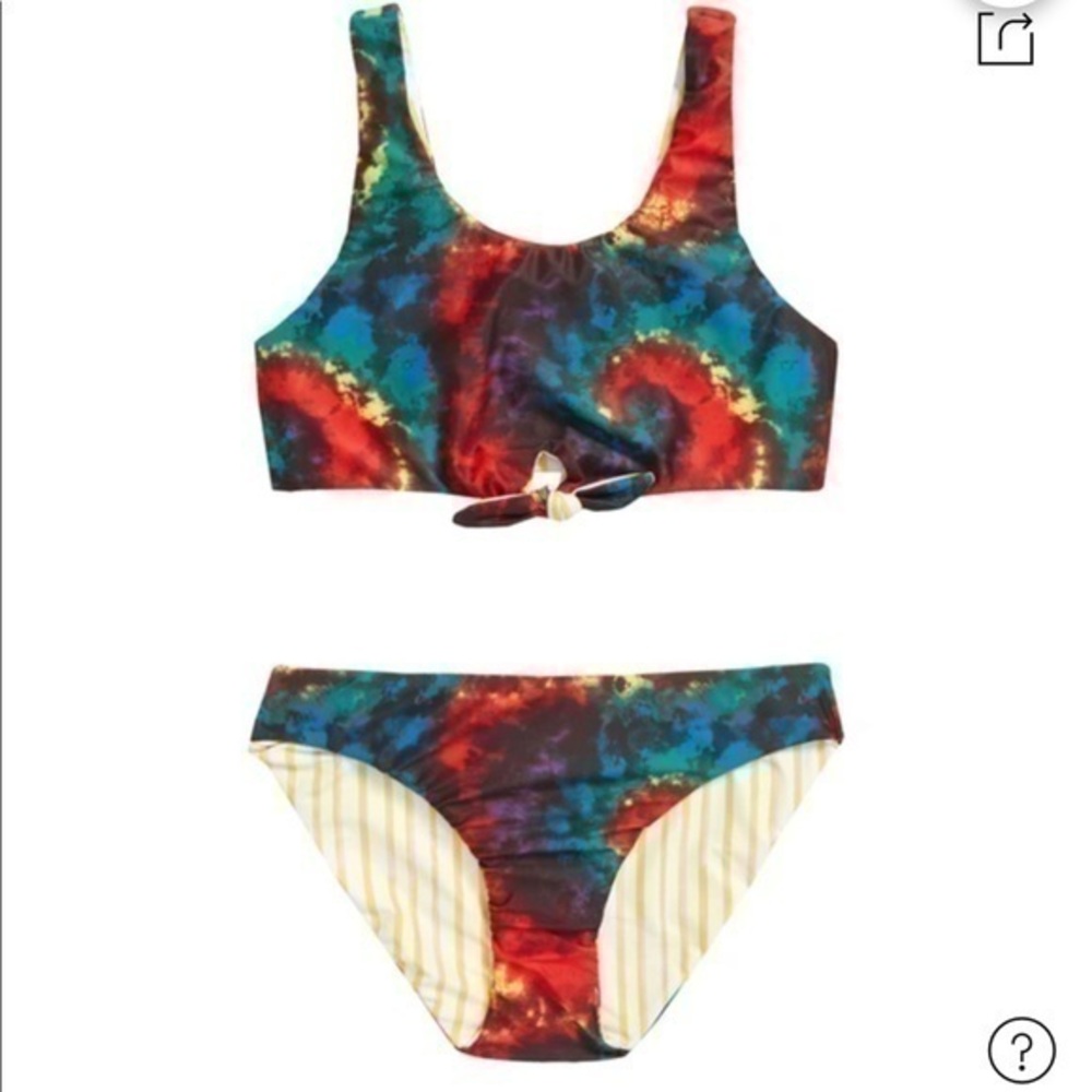TREASURE & BOND Kids' Black Raven Tie Dye Reversible Two-piece Swimsuit